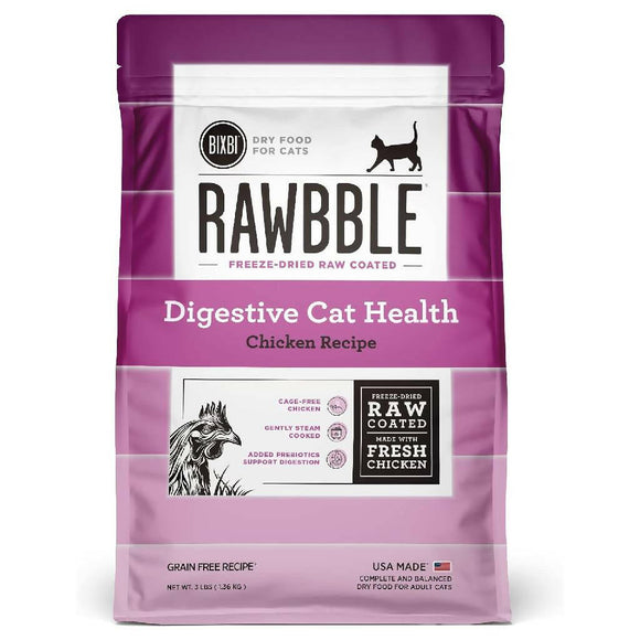 Bixbi Rawbble Digestive Health Chicken Recipe Raw Coated Dry Cat Food (3 lb)