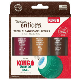 TropiClean Enticers Teeth Cleaning Gel Variety Pack Kong Dental Ball (0.5 oz)