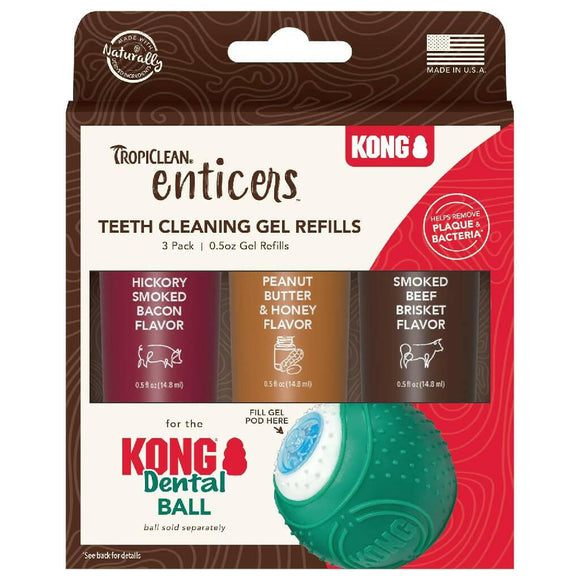 TropiClean Enticers Teeth Cleaning Gel Variety Pack Kong Dental Ball (0.5 oz)