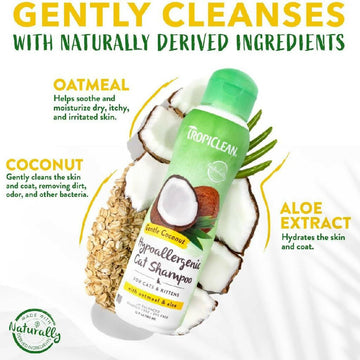 TropiClean Gentle Coconut Hypoallergenic Cat & Kitten Shampoo (12oz)