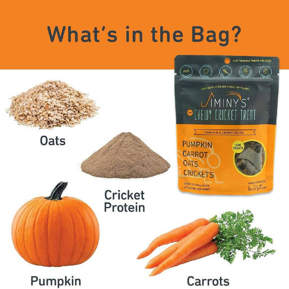 Jiminy's Pumpkin Carrot & Cricket Chewy Training Treats For Dogs (6 oz)