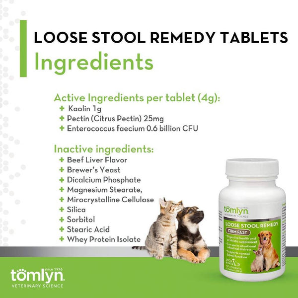 Tomlyn Firm Fast Loose Stool Remedy for Dogs & Cats (10 tablets)