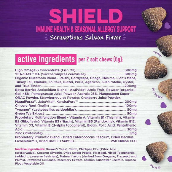 Wellness Shield Immune Health & Seasonal Allergy Support Supplement for Dogs (45 soft chews)