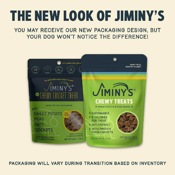 Jiminy's Cricket Sweet Potato & Peas Chewy Training Treats For Dogs (6 oz)