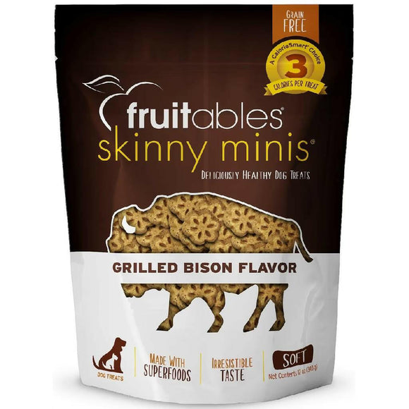 Fruitables Skinny Minis Grilled Bison Flavor Chewy Dog Treats (5 oz)