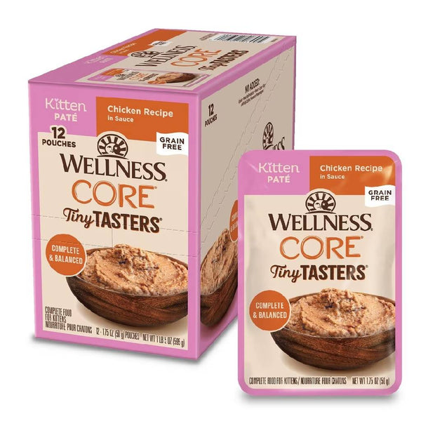 Wellness CORE Tiny Tasters Grain-Free Smooth Pate Chicken Wet Food for Kittens (1.75 oz x 12 pouches)