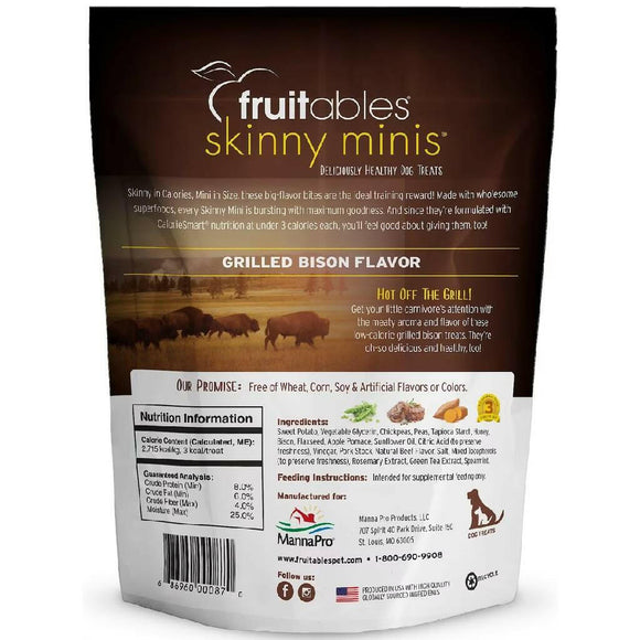 Fruitables Skinny Minis Grilled Bison Flavor Chewy Dog Treats (5 oz)