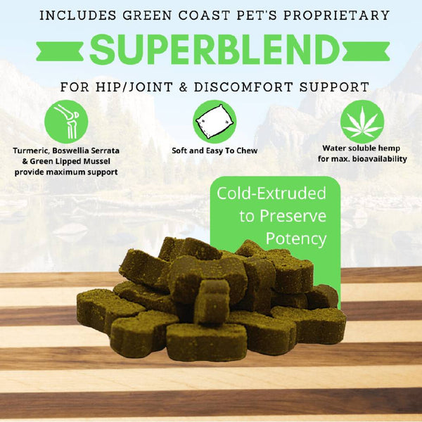 Green Coast Pet Hemp+ SuperBlend Soft Chews for Dogs- Whitefish Flavor (30 ct)