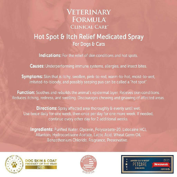 Veterinary Formula Clinical Care Hot Spot & Itch Relief Medicated Spray For Dogs & Cats (8 oz)