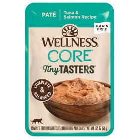 Wellness CORE Tiny Tasters Grain-Free Flaked Tuna & Salmon Wet Food for Cats (1.75 oz x 12 pouches)