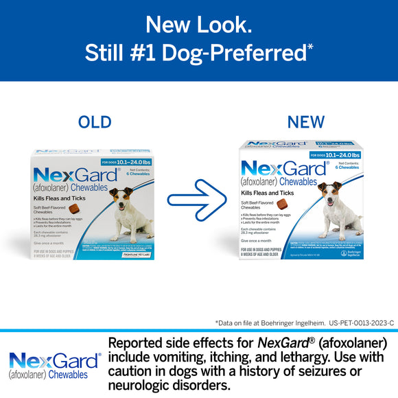 NexGard Chew for Dogs (Afoxolaner) 10.1-24 lbs (Blue Box)