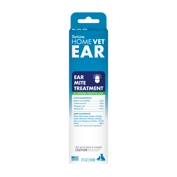TropiClean HomeVet Ear Mite Treatment Drops for Dogs & Cats - 2fl oz