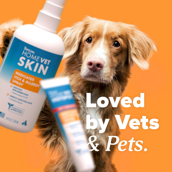 TropiClean HomeVet Skin Medicated Itch & Allergy Spray for Pets - Loved by Vet & Pets