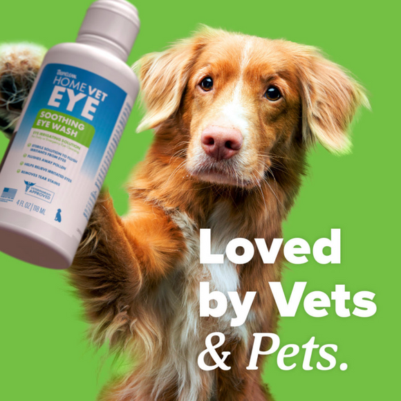 TropiClean HomeVet Soothing Eye Wash Liquid for Dogs & Cats - Loved by Pets