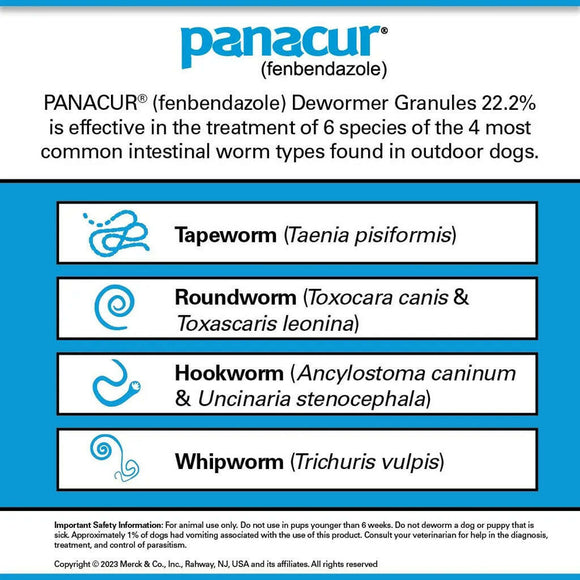 Panacur Dewormer Granules 22.2% for Dogs (1 lb) Pet Medicine.