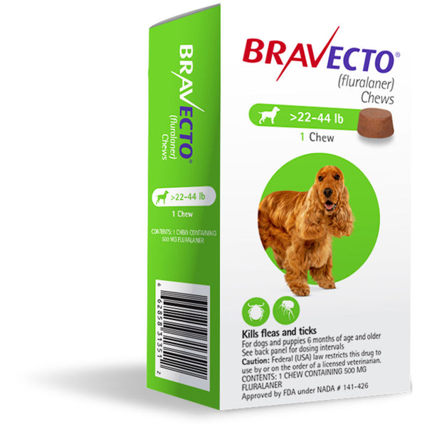 Bravecto for Dogs 22-44 lbs, 1 Chew, 12-weeks