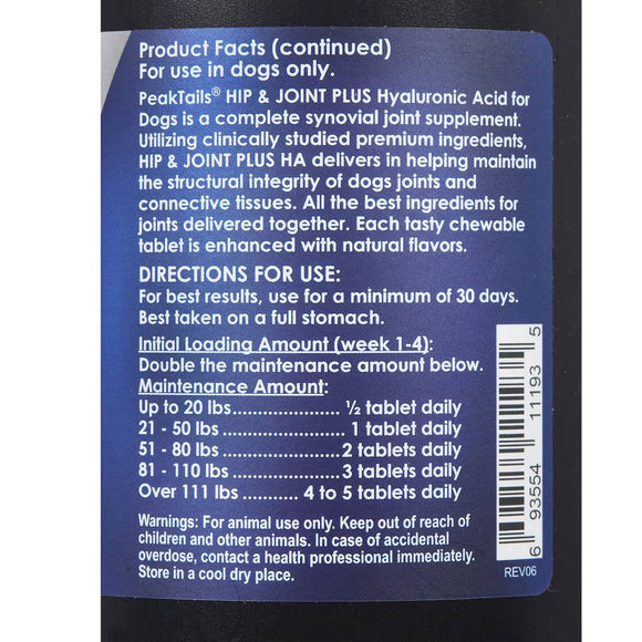 PeakTails Hip & Joint Plus HA for Dogs