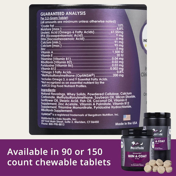 PeakTails Dematrix Skin & Coat Chewable Tablets for Dogs