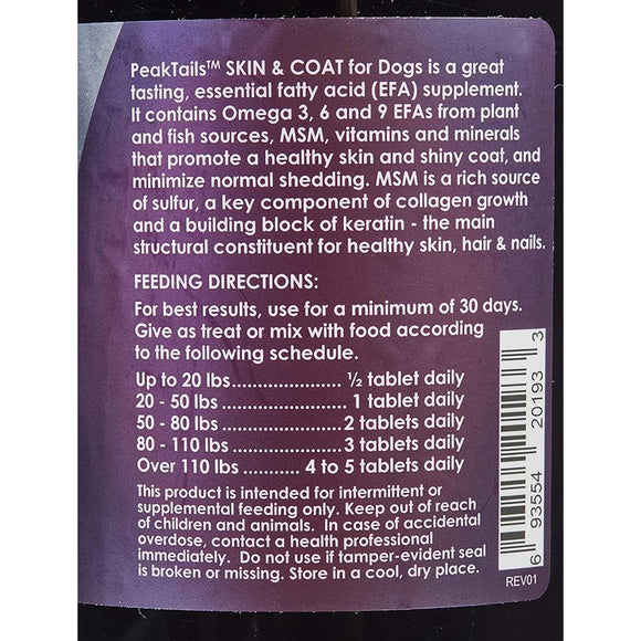 PeakTails Dematrix Skin & Coat Chewable Tablets for Dogs