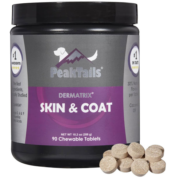 PeakTails Dematrix Skin & Coat Chewable Tablets for Dogs, 90 count