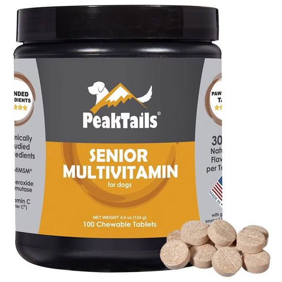 PeakTails Senior MultiVitamin Chewable Tablets for Dogs, 100-count