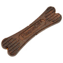 Brown dog chew toy with 'PlaqueOff' branding on a white background