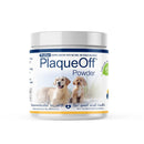 ProDen PlaqueOff Powder container with images of dogs on a white background