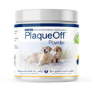 ProDen PlaqueOff Powder container with images of dogs on a white background