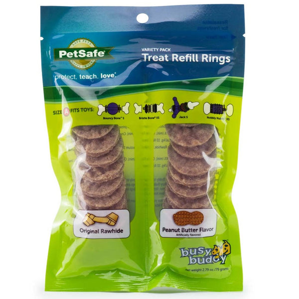 Petsafe Busy Buddy Peanut Butter & Rawhide Variety Pack Refill Rings Dog Treat Size A