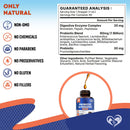 Product label for probiotic and prebiotic supplement with guaranteed analysis and health benefits listed.