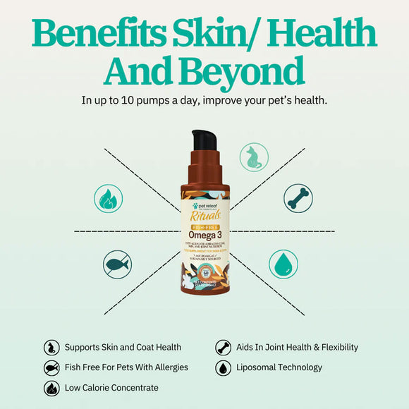 Pet Releaf Rituals Fish-Free Omega-3 Food Supplement for Dogs & Cats, 2-oz