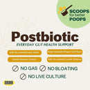 Advertisement for Postbiotic product with NASA logo on a beige background