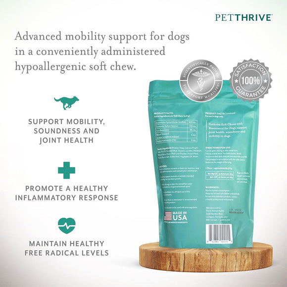 Petthrive Soft Chews with Resveratrol Advance Joint Care for Dogs