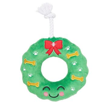 Pearhead Howliday Wreath Plush & Rope Dog Toy