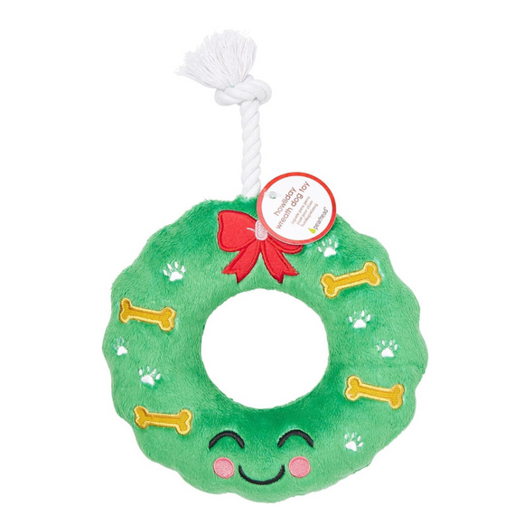 Pearhead Howliday Wreath Plush & Rope Dog Toy