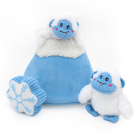 ZippyPaws Holiday Burrow Yeti Mountain Plush Dog Toy