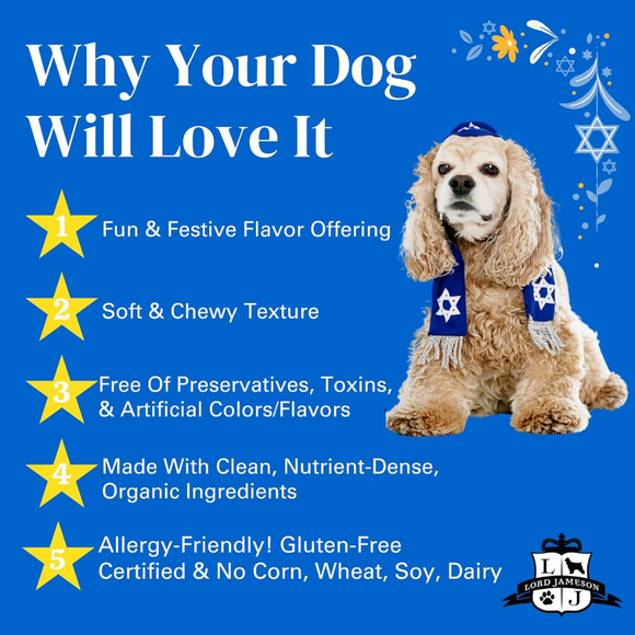 Lord Jameson Hanukkah Gelt Organic Dog Treats with Wild Blueberry & Coconut (6oz)