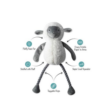 PetShop by Fringe Studio Little Lamby Plush Dog Toy - 0