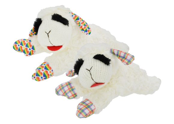 Multipet Rainbow Lamb Chop Plush Dog Toy 10.5"