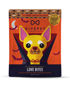 GivePet Love Bites Apple, Pumpkin & Cheddar Flavor Soft Dog Treats, 6-oz