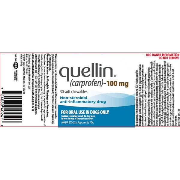 Quellin (Carprofen) Soft Chews for Dogs, 25mg label