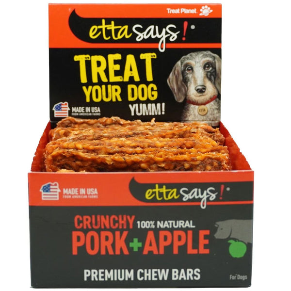 Etta Says! Premium Crunchy Chew Bars Pork + Apple Dog Treats