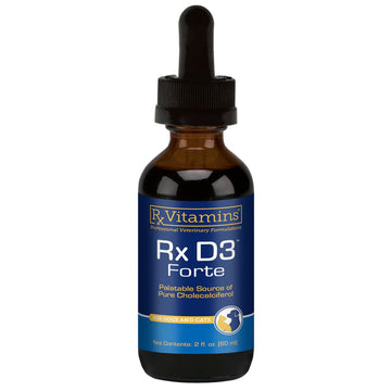 Rx Vitamins Rx D3 Forte bottle with dropper on a white background