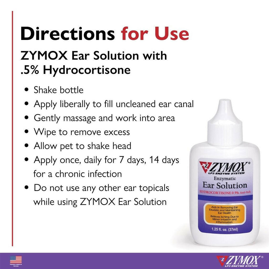 Zymox ear solution Hydrocortisone directions