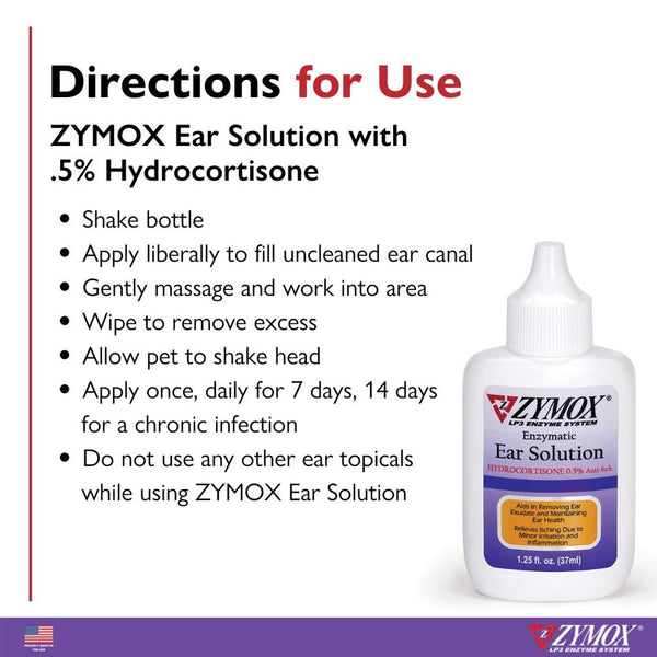 Zymox ear solution Hydrocortisone directions