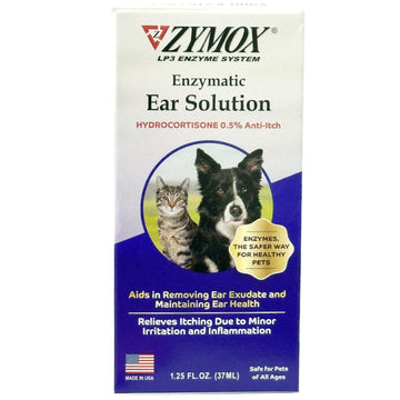 Zymox Ear Solution with 0.5% Hydrocortisone for Dogs & Cats (1.25 oz)