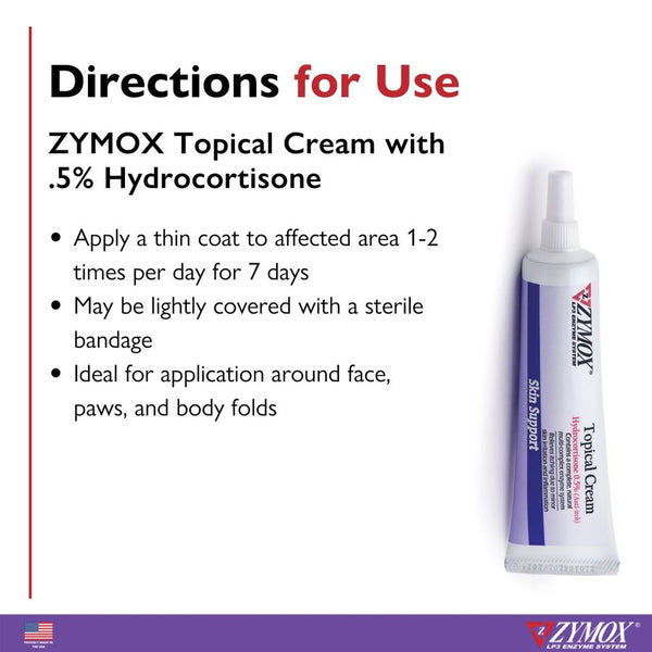 Zymox Topical Cream Hydrocortisone 0.5% for Dogs & Cats (1 oz)