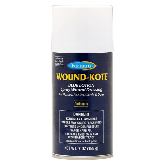 Farnam Wound Kote Blue Lotion Spray Wound Dressing For Horses & Dogs (7 oz)