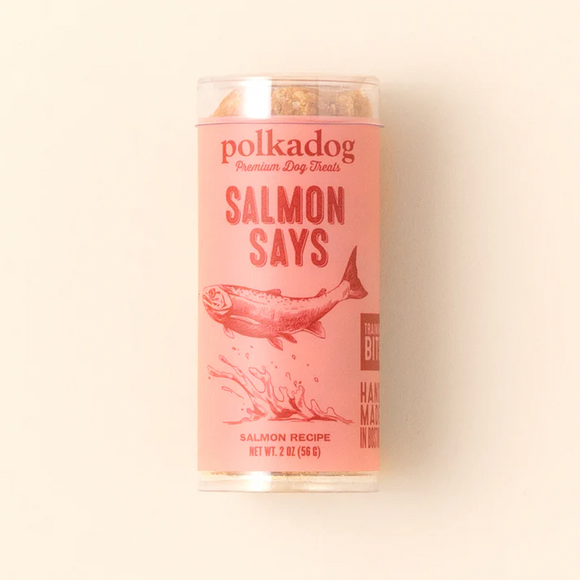 Polkadog Salmon Says Crunchy Training Bits Treats for Dogs & Cats - 2-oz mini tube - Training Dog Treats 12