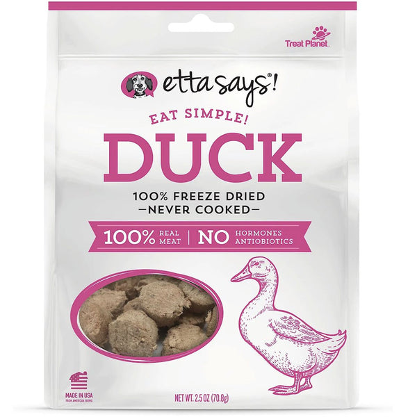 Etta Says! Eat Simple! 100% Freeze Dried Duck Never Cooked Dog Treats, 2.5-oz